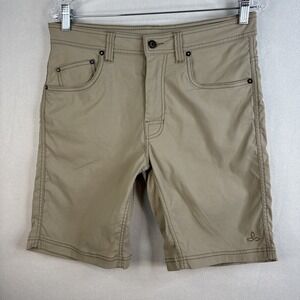 prAna 5 Pocket Shorts Khaki 9" Inseam Size 32 Hiking Outdoor Casual Mens